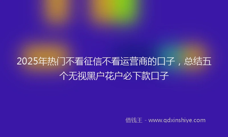 2025年热门不看征信不看运营商的口子，总结五个无视黑户花户必下款口子