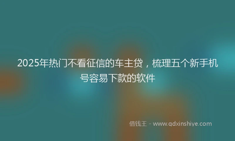 2025年热门不看征信的车主贷，梳理五个新手机号容易下款的软件