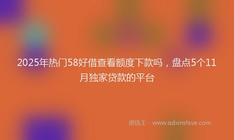 2025年热门58好借查看额度下款吗，盘点5个11月独家贷款的平台