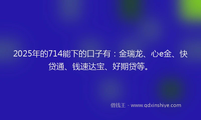 2025年的714能下的口子有：金瑞龙、心e金、快贷通、钱速达宝、好期贷等。