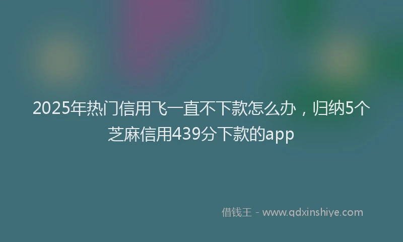 2025年热门信用飞一直不下款怎么办，归纳5个芝麻信用439分下款的app