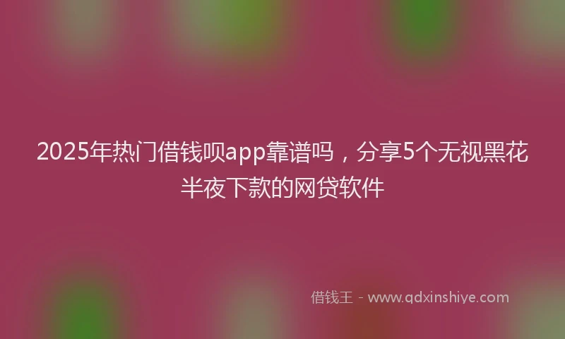 2025年热门借钱呗app靠谱吗，分享5个无视黑花半夜下款的网贷软件
