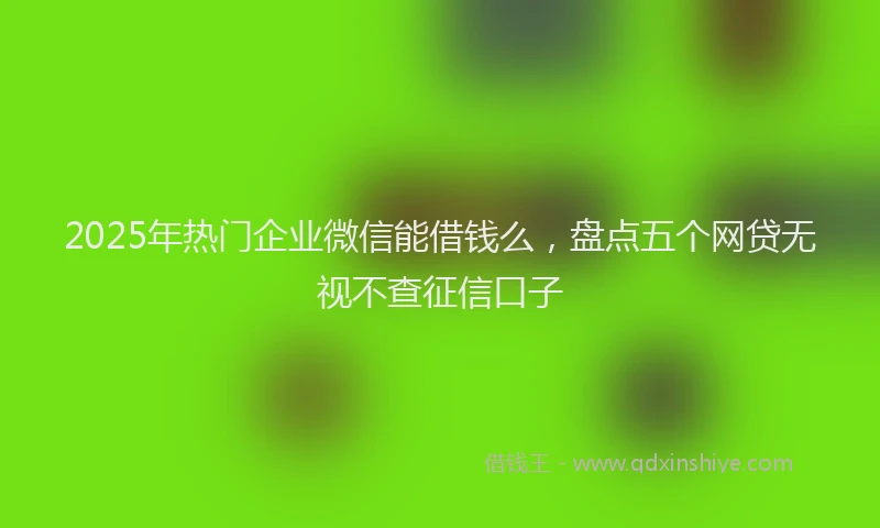 2025年热门企业微信能借钱么，盘点五个网贷无视不查征信口子