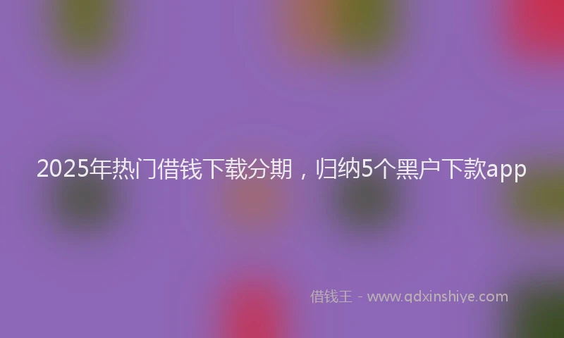 2025年热门借钱下载分期，归纳5个黑户下款app