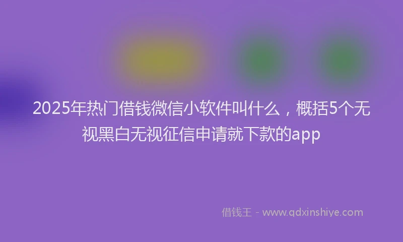 2025年热门借钱微信小软件叫什么，概括5个无视黑白无视征信申请就下款的app