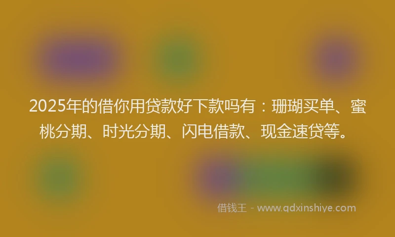 2025年的借你用贷款好下款吗有：珊瑚买单、蜜桃分期、时光分期、闪电借款、现金速贷等。