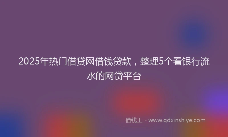 2025年热门借贷网借钱贷款，整理5个看银行流水的网贷平台