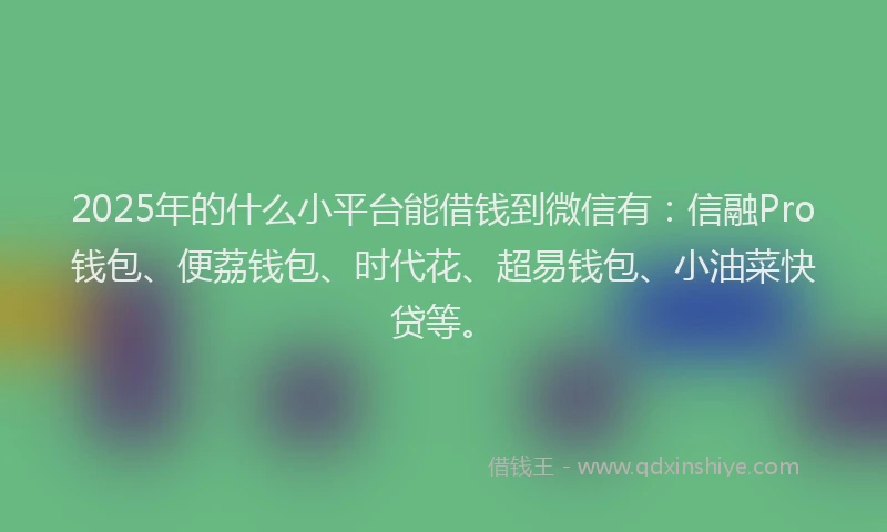 2025年的什么小平台能借钱到微信有：信融Pro钱包、便荔钱包、时代花、超易钱包、小油菜快贷等。