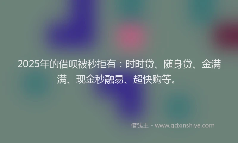 2025年的借呗被秒拒有：时时贷、随身贷、金满满、现金秒融易、超快购等。