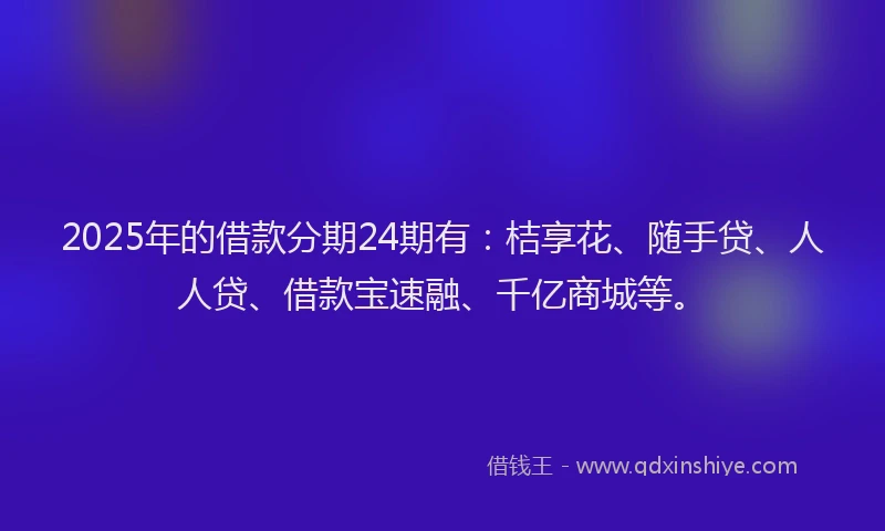 2025年的借款分期24期有：桔享花、随手贷、人人贷、借款宝速融、千亿商城等。