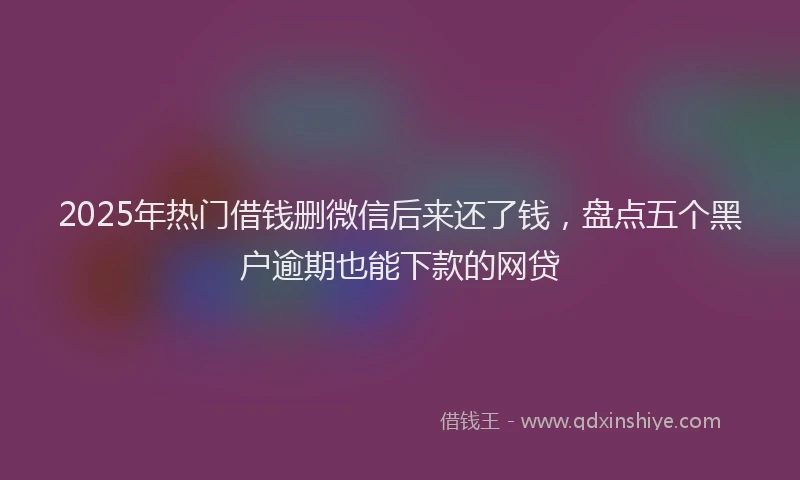 2025年热门借钱删微信后来还了钱，盘点五个黑户逾期也能下款的网贷