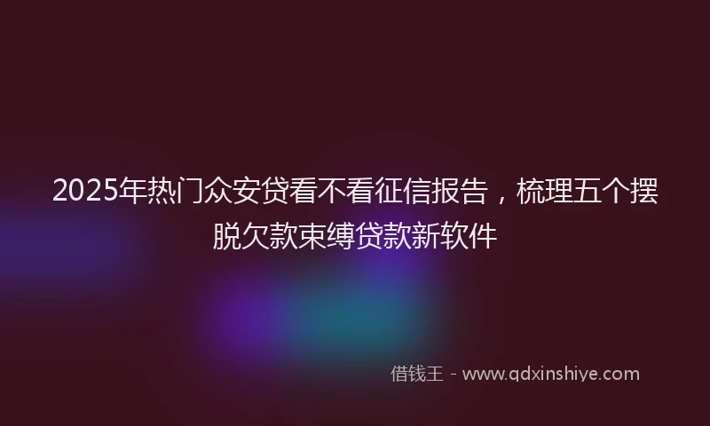 2025年热门众安贷看不看征信报告，梳理五个摆脱欠款束缚贷款新软件