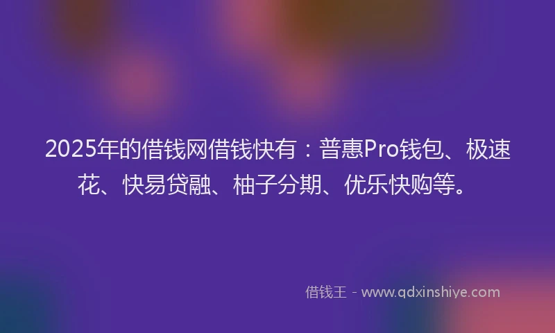 2025年的借钱网借钱快有：普惠Pro钱包、极速花、快易贷融、柚子分期、优乐快购等。