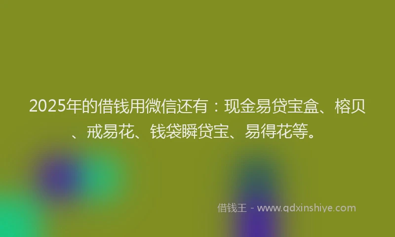 2025年的借钱用微信还有：现金易贷宝盒、榕贝、戒易花、钱袋瞬贷宝、易得花等。