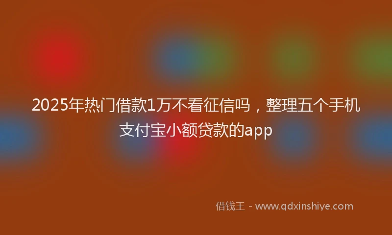 2025年热门借款1万不看征信吗，整理五个手机支付宝小额贷款的app