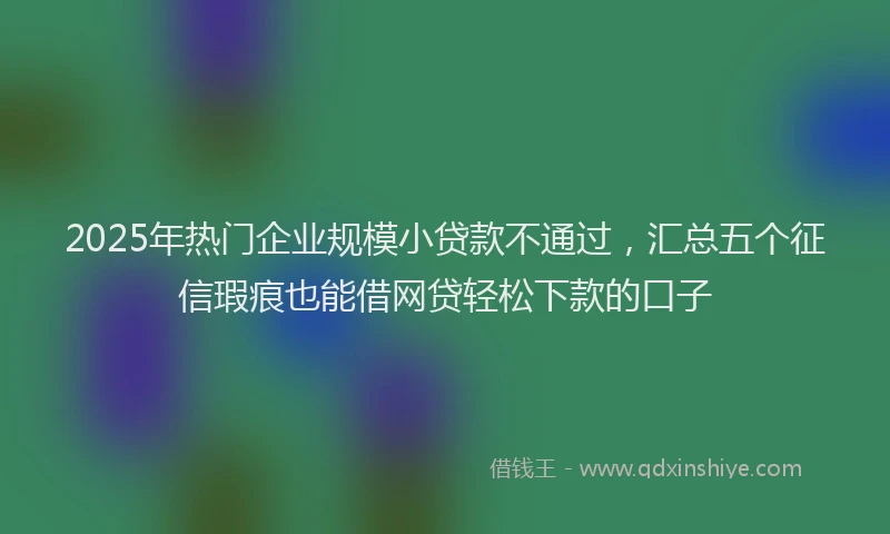 2025年热门企业规模小贷款不通过，汇总五个征信瑕疵也能借网贷轻松下款的口子