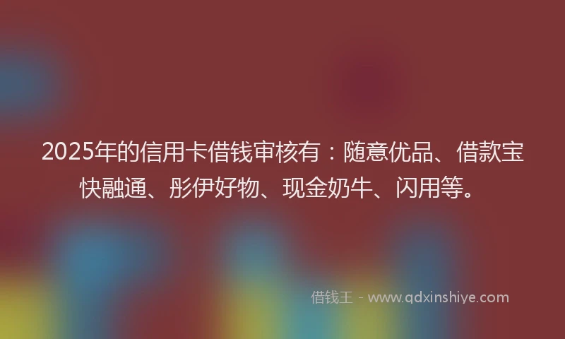 2025年的信用卡借钱审核有：随意优品、借款宝快融通、彤伊好物、现金奶牛、闪用等。