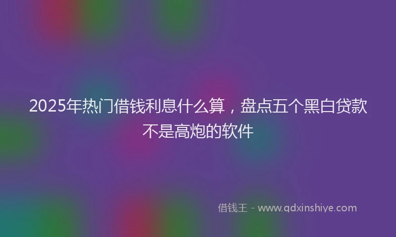 2025年热门借钱利息什么算，盘点五个黑白贷款不是高炮的软件