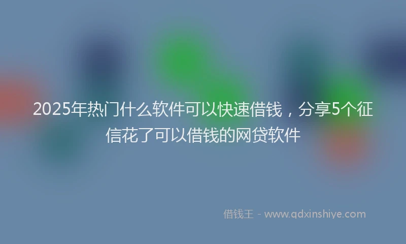 2025年热门什么软件可以快速借钱，分享5个征信花了可以借钱的网贷软件