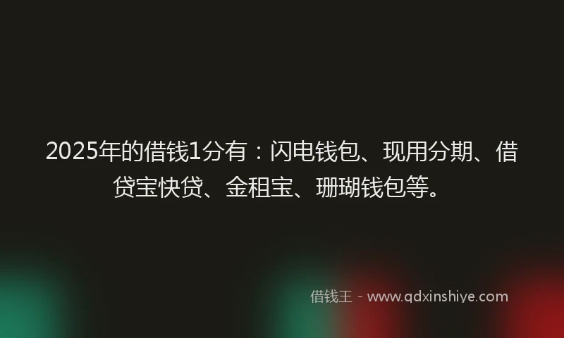 2025年的借钱1分有：闪电钱包、现用分期、借贷宝快贷、金租宝、珊瑚钱包等。