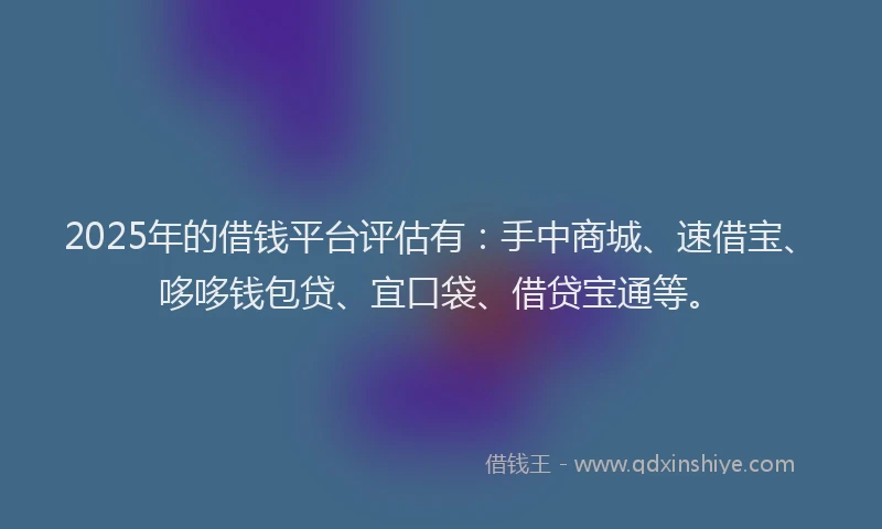 2025年的借钱平台评估有：手中商城、速借宝、哆哆钱包贷、宜口袋、借贷宝通等。