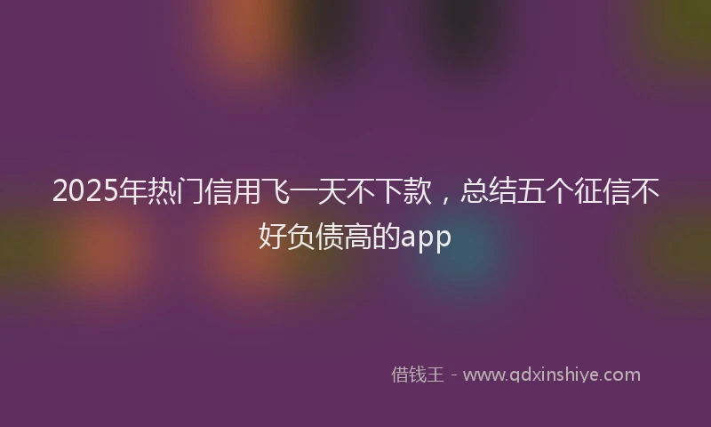 2025年热门信用飞一天不下款，总结五个征信不好负债高的app