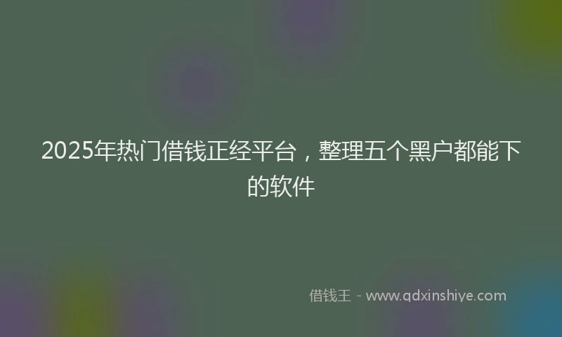 2025年热门借钱正经平台，整理五个黑户都能下的软件