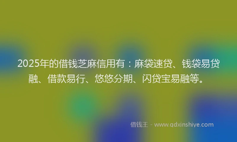 2025年的借钱芝麻信用有：麻袋速贷、钱袋易贷融、借款易行、悠悠分期、闪贷宝易融等。