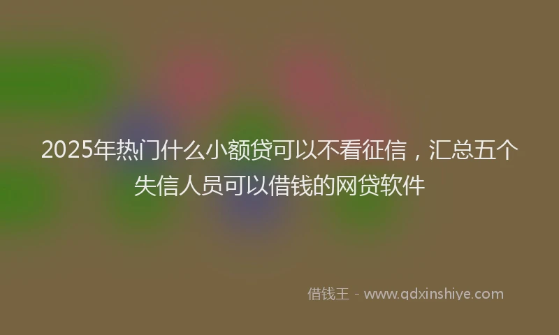 2025年热门什么小额贷可以不看征信，汇总五个失信人员可以借钱的网贷软件