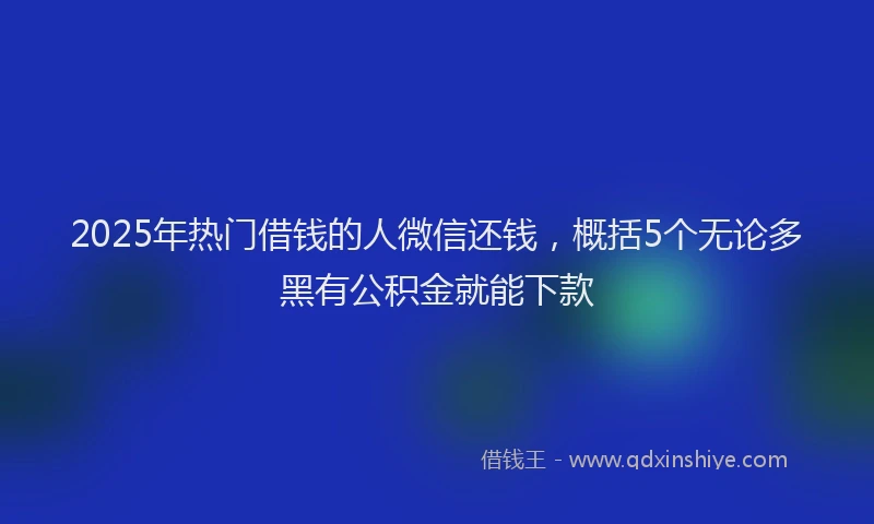 2025年热门借钱的人微信还钱，概括5个无论多黑有公积金就能下款