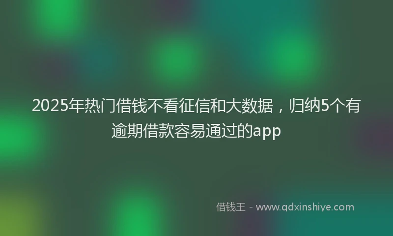 2025年热门借钱不看征信和大数据，归纳5个有逾期借款容易通过的app