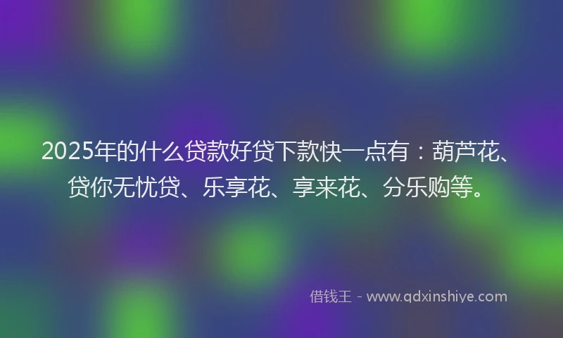 2025年的什么贷款好贷下款快一点有：葫芦花、贷你无忧贷、乐享花、享来花、分乐购等。