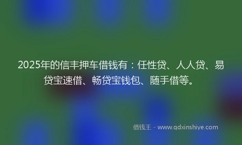 2025年的信丰押车借钱有：任性贷、人人贷、易贷宝速借、畅贷宝钱包、随手借等。