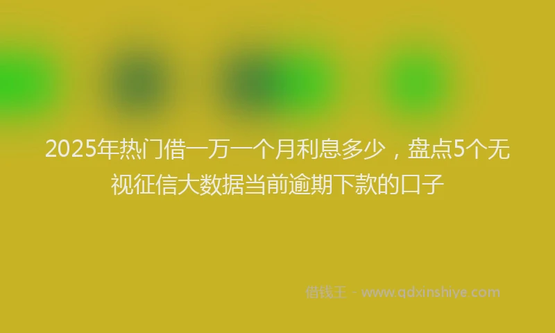 2025年热门借一万一个月利息多少，盘点5个无视征信大数据当前逾期下款的口子