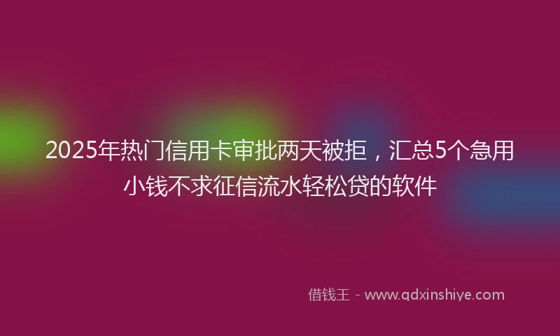 2025年热门信用卡审批两天被拒，汇总5个急用小钱不求征信流水轻松贷的软件
