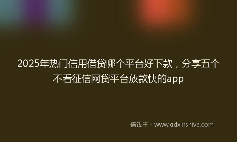 2025年热门信用借贷哪个平台好下款，分享五个不看征信网贷平台放款快的app