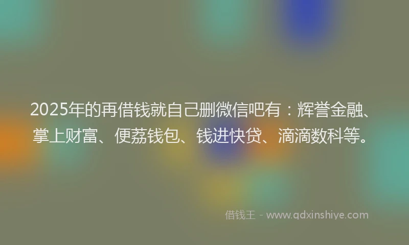 2025年的再借钱就自己删微信吧有：辉誉金融、掌上财富、便荔钱包、钱进快贷、滴滴数科等。