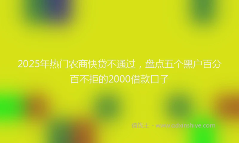 2025年热门农商快贷不通过，盘点五个黑户百分百不拒的2000借款口子