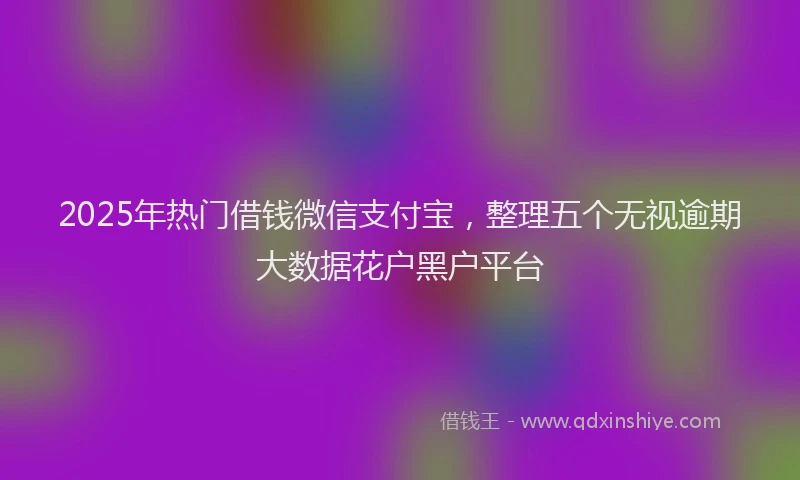 2025年热门借钱微信支付宝，整理五个无视逾期大数据花户黑户平台