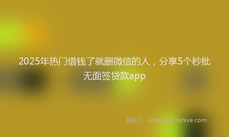 2025年热门借钱了就删微信的人，分享5个秒批无面签贷款app