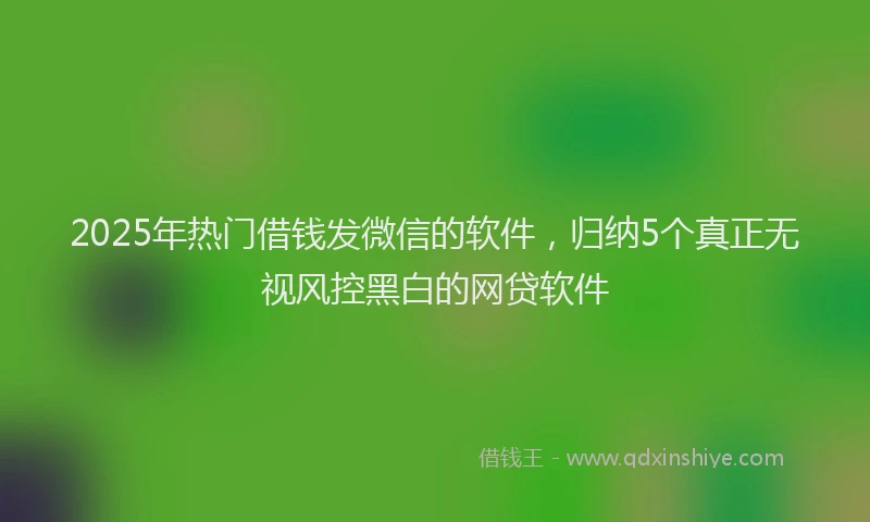 2025年热门借钱发微信的软件，归纳5个真正无视风控黑白的网贷软件