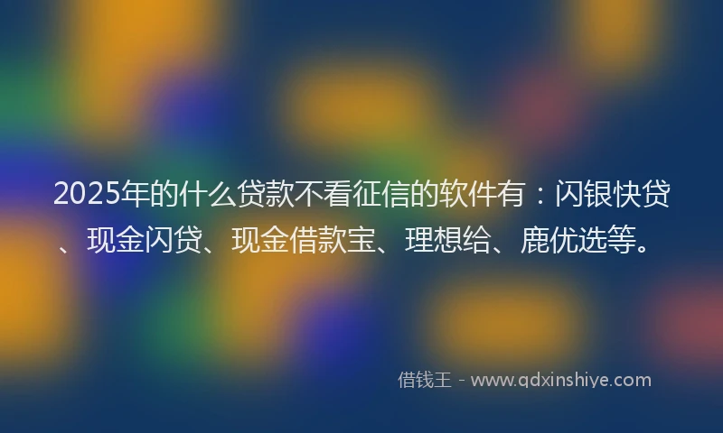 2025年的什么贷款不看征信的软件有：闪银快贷、现金闪贷、现金借款宝、理想给、鹿优选等。