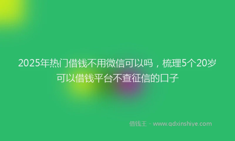 2025年热门借钱不用微信可以吗，梳理5个20岁可以借钱平台不查征信的口子