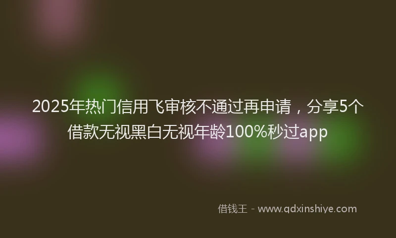 2025年热门信用飞审核不通过再申请，分享5个借款无视黑白无视年龄100%秒过app