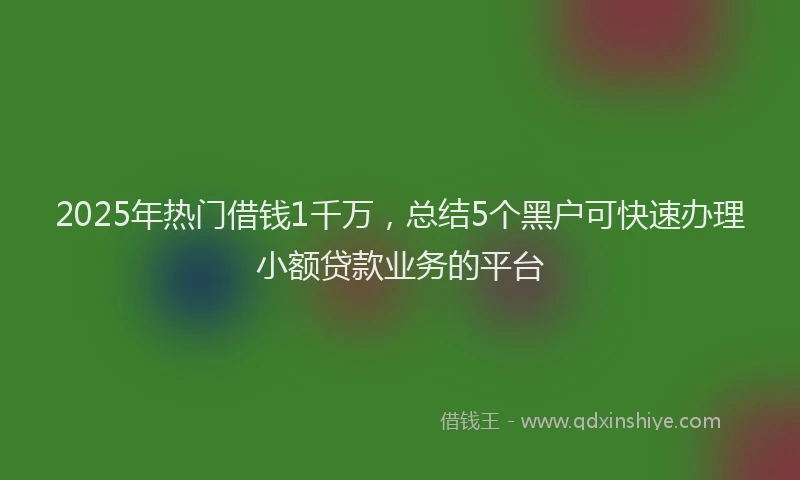 2025年热门借钱1千万，总结5个黑户可快速办理小额贷款业务的平台