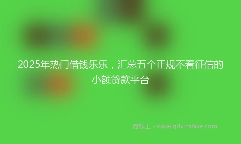 2025年热门借钱乐乐，汇总五个正规不看征信的小额贷款平台