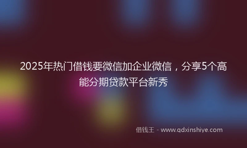 2025年热门借钱要微信加企业微信，分享5个高能分期贷款平台新秀