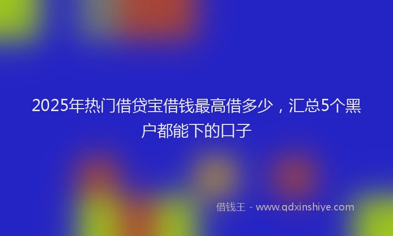 2025年热门借贷宝借钱最高借多少，汇总5个黑户都能下的口子
