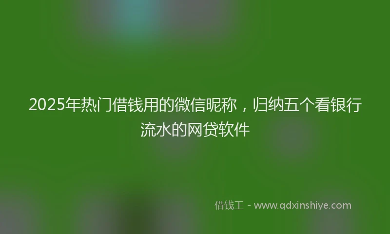 2025年热门借钱用的微信昵称，归纳五个看银行流水的网贷软件