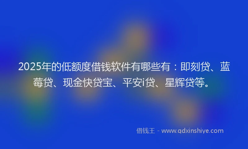2025年的低额度借钱软件有哪些有：即刻贷、蓝莓贷、现金快贷宝、平安i贷、星辉贷等。